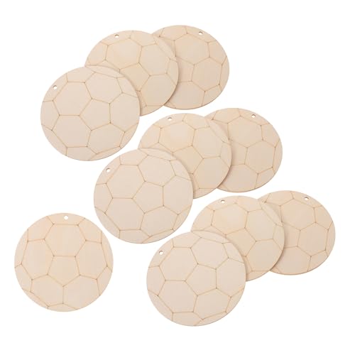 KONTONTY 10 Stück Unbehandelte Holzscheiben für Bastelprojekte Diy Holzschnitt Fußball Deko Glatte Oberflächen Vielseitig Einsetzbar für Kunst und Dekoration von KONTONTY