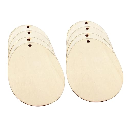KONTONTY 10 Stücke Hölzernes ovales Ei easter egg decoration holzostereier Ostern Holzschmuck für mit Leerzeichen Erwachsene Mini Ei Holzscheiben Holzchips zu Ostern selber machen Osterchip von KONTONTY