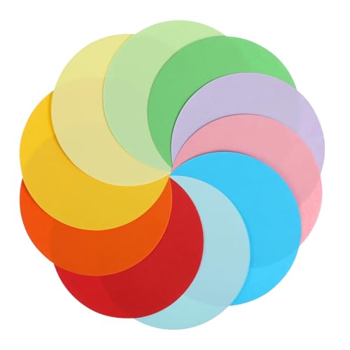 KONTONTY 100 Blatt Rundes Diy Bastelpapier Set Doppelseitiges Faltpapier für Durchmesser Farben für Kreative Kunstprojekte Scrapbooking und Schulmaterialien von KONTONTY