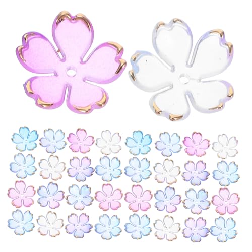 KONTONTY 100 Stück Acryl Spacer Perlen Kirschblüte Blättrige Mini Blumen Charms Farbverlauf Blau Langlebige Schmuckzwischenperlen für Armbänder Halsketten Ohrringe DIY von KONTONTY