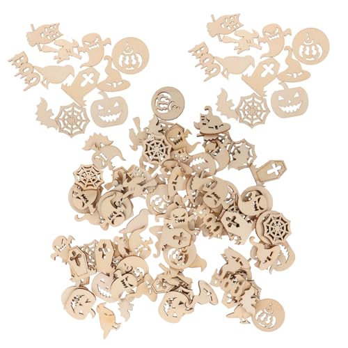 KONTONTY 100 Stück Halloween Holzplättchen zum Basteln DIY Holzscheiben für Kreative Handarbeiten Robuste Holzstücke für Partydeko Drinnen Einzigartige Halloween Dekorationen Langlebiges KONTONTY 100 Stück Halloween Holzplättchen zum Basteln DIY Holzscheiben für Kreative Handarbeiten Robuste Holzstücke für Partydeko Drinnen Einzigartige Halloween Dekorationen Langlebiges von KONTONTY