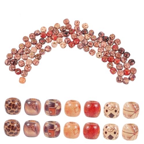 KONTONTY 100 Stück Holzperlen für Zöpfe Macrame Beads Dreadlock Schmuck Haarperlen für Braids DIY Schmuckherstellung und Haaraccessoires KONTONTY 100 Stück Holzperlen für Zöpfe Macrame Beads Dreadlock Schmuck Haarperlen für Braids DIY Schmuckherstellung und Haaraccessoires von KONTONTY