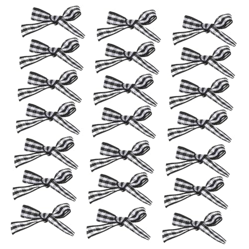KONTONTY 100 Stück Karierte Schleifen Polyester DIY Bastelzubehör für Haarspangen Geschenkverpackung Hochzeitsdeko und Nähprojekte von KONTONTY