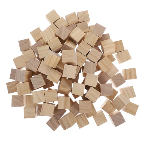 KONTONTY 100 Stück Kleine Naturbelassene Holzklötze aus Massivem Quadratisch Glatte Oberfläche Sicher für DIY Bastelprojekte Kreative Konstruktionen und Lernspiele von KONTONTY