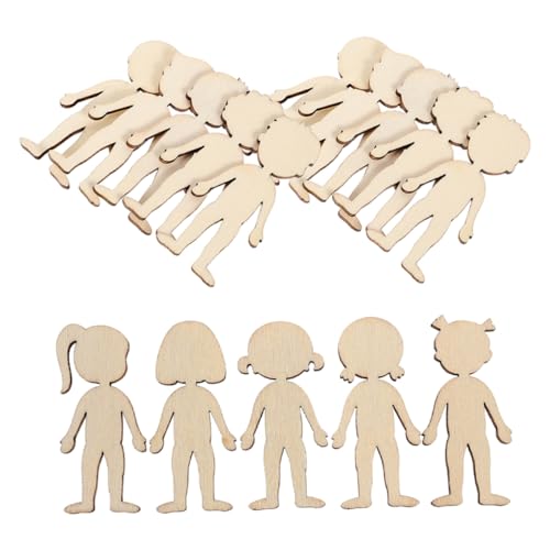KONTONTY Holzfiguren Zum Bemalen 100 Stück Naturholz Rohlinge Menschenausschnitte Für Basteln Unbehandelte Holzform Für Diy-projekte Lindenhölzer Für Handwerk von KONTONTY