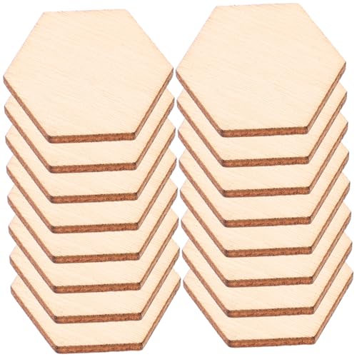 KONTONTY 100 Stück Natürliche Sechseckige Holzrohlinge Blanko Glatt Geschliffen Stabile DIY Holzverzierungen für Bastelprojekte Wanddeko Malen Heimwerker Rustikales Holzdesign von KONTONTY