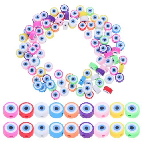 KONTONTY 100 Stück Perlen-Anhänger Halskettenanhänger selber machen DIY-Perlen Halskette Perlen DIY Ohrringe Perle Perlen des bösen Blicks Ohrring-Anhänger DIY Charms Perlen Polymer-Ton von KONTONTY