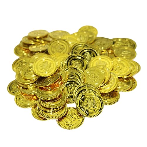 KONTONTY 100 Stück Spielzeug mit Goldmünzen piratenschatzkiste piraten schatzsuche piratenkostüme piraten zubehör Spielzeuge Mädchen Spielzeug Piraten-Goldmünzen Juwel Requisiten Kleidung von KONTONTY