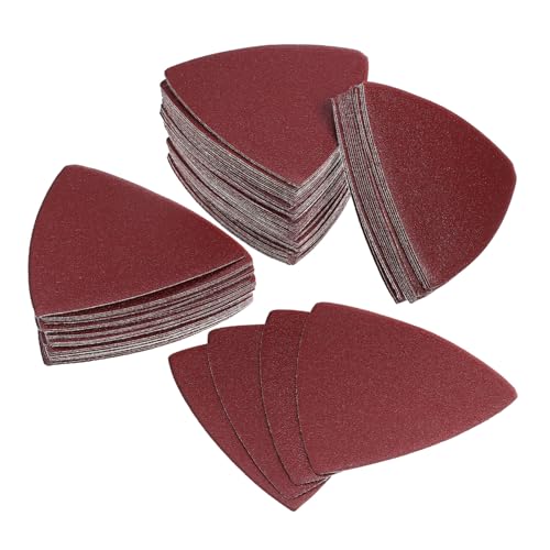 KONTONTY 100 Stück Schleifer Schleifpapier Pads Streugut Gepolstert Unterlage Dreieckig Schleifen Sandpapierpolster Schleifwerkzeug Oszillierendes Schleifpad Aluminiumoxid von KONTONTY