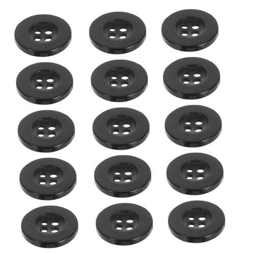 KONTONTY 100 Stück Schwarze Runde Harzknöpfe mit Breitem Rand Design für Stabile Befestigung DIY Nähknöpfe für Hemden Anzüge Mäntel und Pullover von KONTONTY