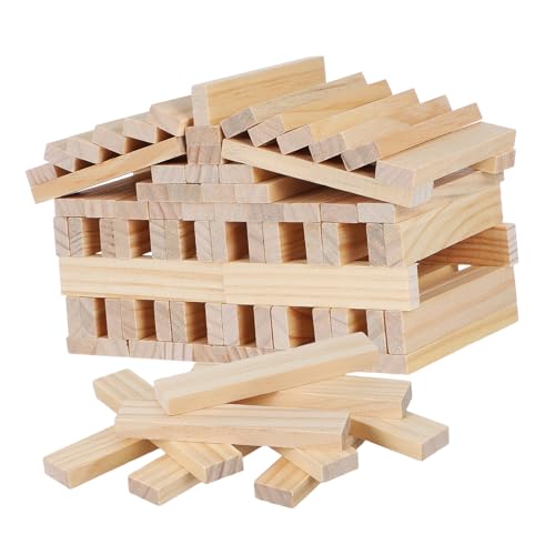 KONTONTY 100 Stück Teiliges Holzbausteine für Montessori Baukästen Glatte Holzleisten zum Basteln und Bauen Fördert Kreative Fähigkeiten und Familienzusammenhalt Sicher Poliert für von KONTONTY