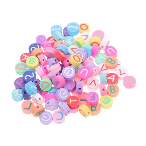 KONTONTY 100 Stück Weiche Tonperlen süße Perlen flache Buchstabenperlen Herstellung von Schmuck aus Alphabet-Tonperlen Buchstaben-Polymer-Ton-Perlen zum Selbermachen Weiche Keramik von KONTONTY
