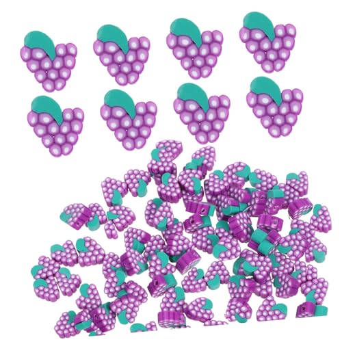 KONTONTY 100 Stück weiche Fruchtperlen aus Ton Perlen für Schmuckhersteller Frucht-Ton-Perlen Perlen Masse Fruchtperlen zum Basteln Früchte Tonperlen Polymer-Ton Violett von KONTONTY
