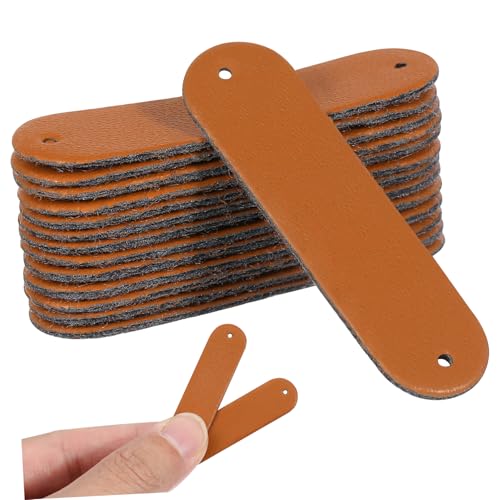 KONTONTY 100Stücke DIY Lederetiketten Leere Handgemachte Tags für Kleidung Hüte und Taschen Schokoladenfarbe für Nähprojekte und Personalisierte Dekoration von KONTONTY