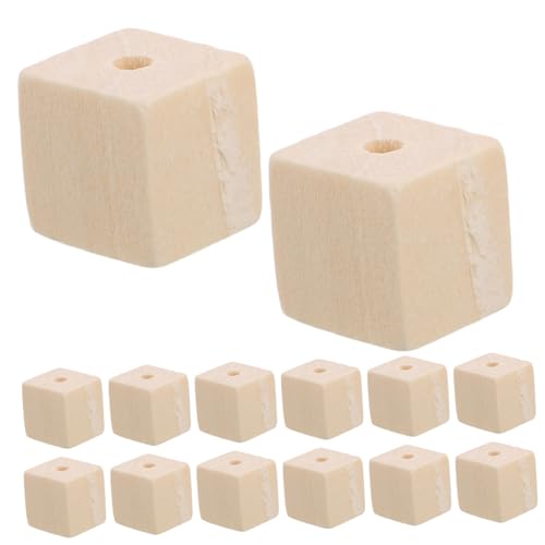 KONTONTY 100 Stück Unbehandelte Quadratische Holzperlen Holzperlenblöcke Für Basteln Schmuck Und Diy-projekte von KONTONTY