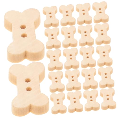 KONTONTY 100Stücke Knochenform Holzknöpfe DIY Handwerksvorräte für Kleidung Praktische Nähknöpfe für Bastelprojekte Austauschbare Knöpfe für und Dekoration von KONTONTY