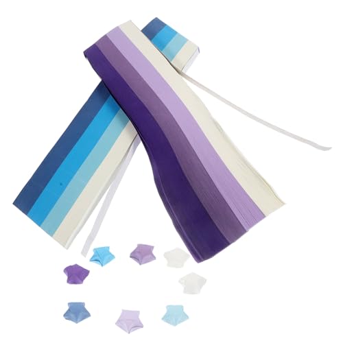 KONTONTY 1080 Stück Teiliges Origami Papierstreifen Sternmuster Faltpapier Farbverlauf Blau Lila Bastelpapier für Diy Sterne Scrapbooking Kartengestaltung und Festdeko von KONTONTY
