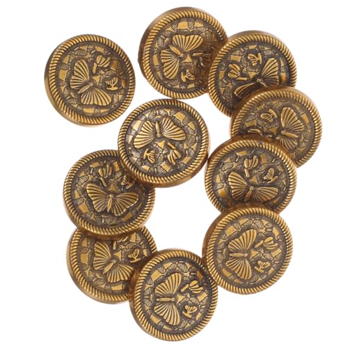 KONTONTY 10Stücke Retro Metallknöpfe zum Runde Form für Kleidung DIY Dekoration Mantelknöpfe Antik Goldene Farbe Vielseitig Einsetzbar von KONTONTY