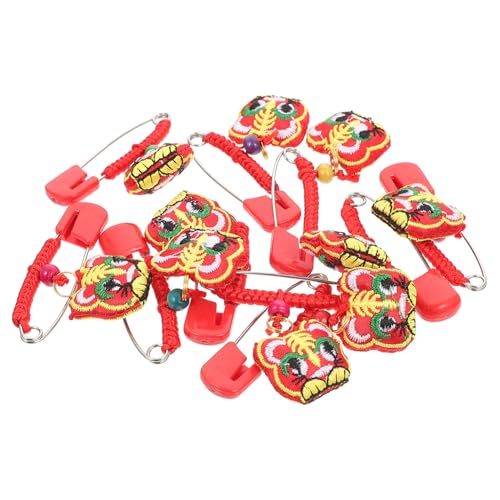 KONTONTY 10Stücke Sicherheitsnadeln Tiger Charms Pins für Babykleidung und Sicher und Schädigungsfrei Vielseitig Einsetzbar mit Zufälligen Perlenfarben für Erwachsene von KONTONTY