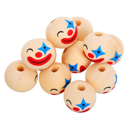 KONTONTY 10stücke Clown Holzperlen Für Mädchen Schmuckzubehör Puppenköpfe Für Armbänder Und Ohrringe Kreative Bastelideen Für Partys Und Familienaktivitäten KONTONTY 10stücke Clown Holzperlen Für Mädchen Schmuckzubehör Puppenköpfe Für Armbänder Und Ohrringe Kreative Bastelideen Für Partys Und Familienaktivitäten von KONTONTY