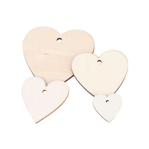 KONTONTY 110 Stück DIY Herz Holzscheiben Verschiedenen mit Jute Schnur Unvollendete Holzscheiben für Handwerk Dekoration und Geschenkanhänger für Valentinstag Hochzeiten und Partys von KONTONTY