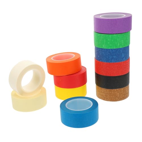 KONTONTY 12 Rollen farbiges Band Bastelpapierband Handwerk Abdeckband Verpackung schmücken Malerband selber machen selbstgemachte abklebebänder farbiges Klebeband strukturiertes Papier von KONTONTY