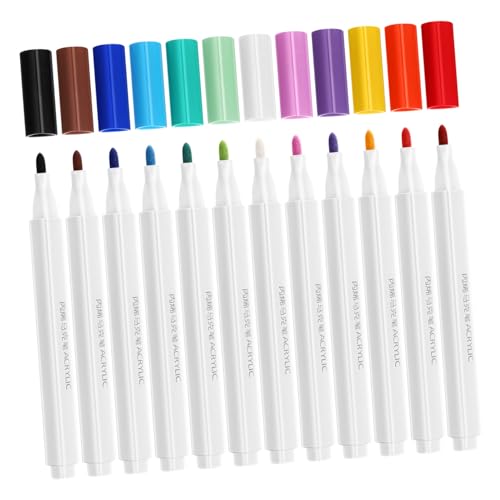 KONTONTY 12 Stück Acrylmarker Farbstifte Bastel Farbmarker Kunstmarker Künstlermarker Acrylstifte Für Steinmalerei Marker Für Marker Für Malbücher Malmarker Aus Kunststoff von KONTONTY