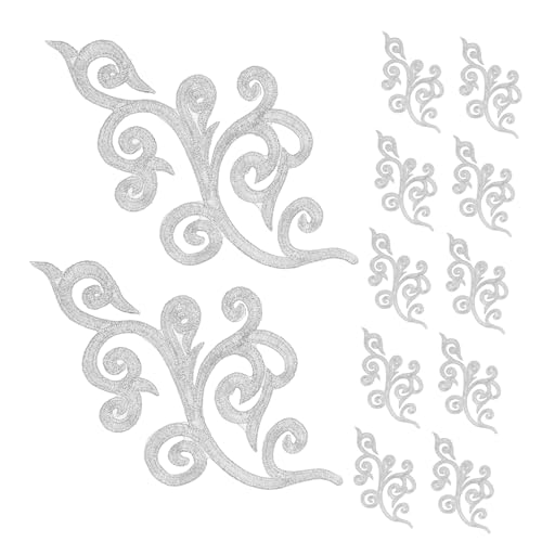 KONTONTY 12 Stück Dekorative Patch-aufkleber Stickerei Applikation Diy Nähhandwerk Aufbügelapplikationen Für Kleidung Gestickte Anwendung Flicken Für Kleidung Silber Polyester Und Baumwolle von KONTONTY