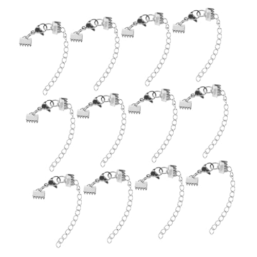 KONTONTY 12 Stück Halskettenverbindungsverbesserungszubehör Quetschcrimpenden Armbandbandklemmen Klauenverschluss Choker machen Erkenntnisse Armbandverschluss Helfer Rostfreier Stahl Silber von KONTONTY