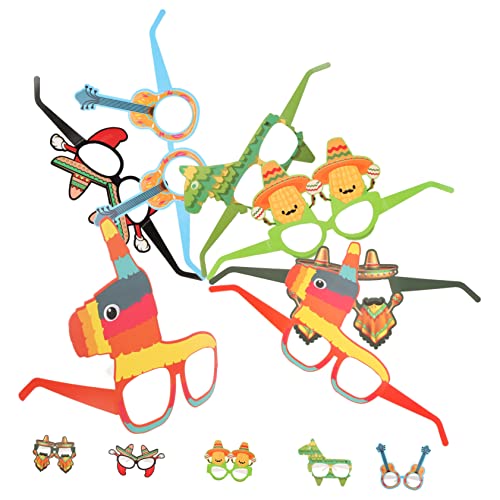 KONTONTY 12 Stück Papiergläser Dekoration Brille für Fiesta Festival-Accessoires Kostüm Gläser im mexikanischen Stil Gunst der mexikanischen Festivalparty von KONTONTY