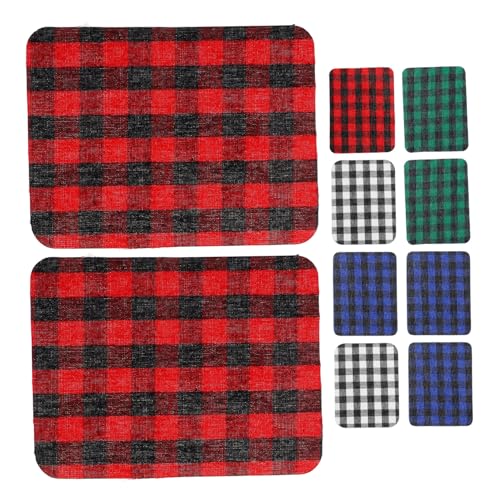 KONTONTY 12 Stück Plaid Patch Schwarz Plaid Snoeflake Tischset Vinyl Reparatur Patch Buffalo Plaid Küchentücher Tischset Tischsets Kuh Babydecke Stoff Patches Tuch von KONTONTY