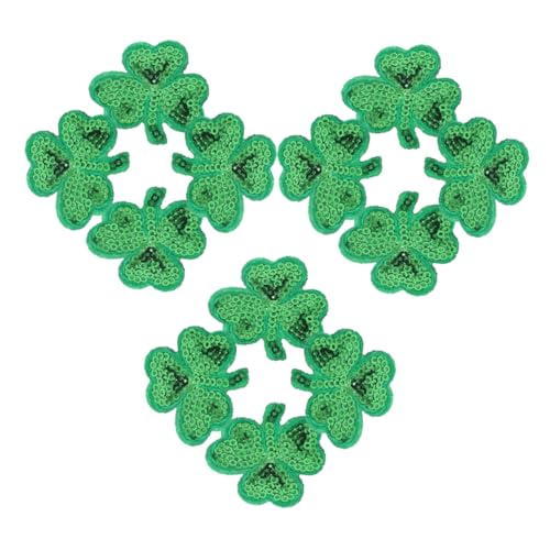 KONTONTY 12 Stück Teiliges Shamrock Aufnäher zum Aufbügeln und Annähen Bestickte Kleeblatt Patches für Jacken Jeans Rucksäcke Farbenfrohe DIY Reparatur und Dekoration von KONTONTY