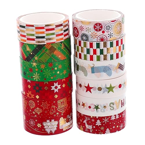 KONTONTY 12 Stück Teiliges Weihnachts Washi Tape Dekoratives Handreißbares Geschenkband Vielseitig Verwendbar für DIY Scrapbooking Kalendermarkierung Geschenkverpackung Rückstandslos KONTONTY 12 Stück Teiliges Weihnachts Washi Tape Dekoratives Handreißbares Geschenkband Vielseitig Verwendbar für DIY Scrapbooking Kalendermarkierung Geschenkverpackung Rückstandslos von KONTONTY