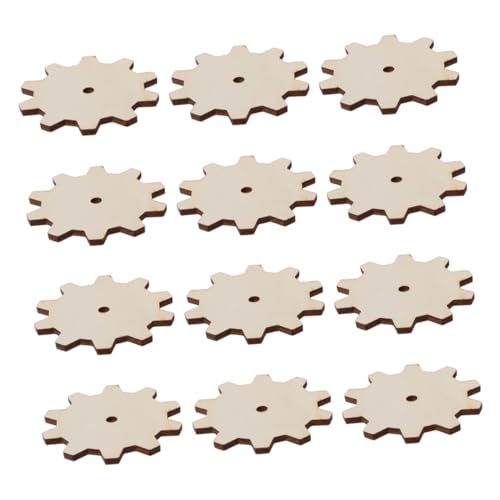 KONTONTY 12 Stück Zahnräder Aus Holz Holzornamente Zum Malerei Holzschmuck Zum Bemalen Modellbuilding -vorräte Unvollendete Ornamente Unfertige Hölzerne Schneeflocke Beige von KONTONTY