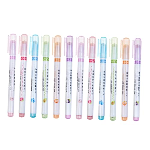 KONTONTY 12 Teiliges Set Textmarker Set Konturenstift Kurvenstift Feine Spitze Kreidemarker Kurvenstifte Marker Für Die Schule Dünne Textmarker Kreidetafel Markerstifte Farbmarker Abs von KONTONTY