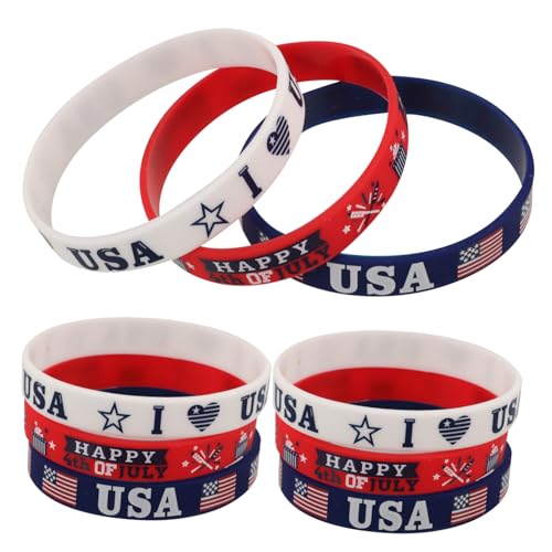 KONTONTY 12-teiliges Reflektierendes Silikonarmband Tragbares Armband Mit Patriotischem Thema Partygeschenk von KONTONTY