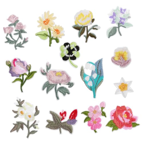 KONTONTY 14Stücke Teiliges Blumenapplikationen Zum Aufbügeln Gestickte Flicken Für Jeans Jacken Hüte Und Handtaschen Exquisite Designs Für Kleidungsgestaltung von KONTONTY