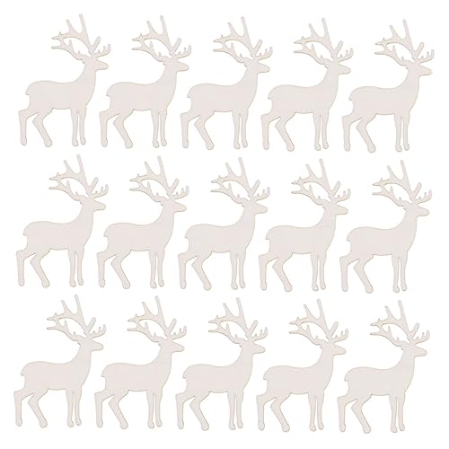 KONTONTY 15 Stück Teiliges DIY Holzstück mit Elchmotiv Bastelzubehör für Weihnachten zum Bemalen und Gestalten von Dekorationen für Kreative Projekte von KONTONTY