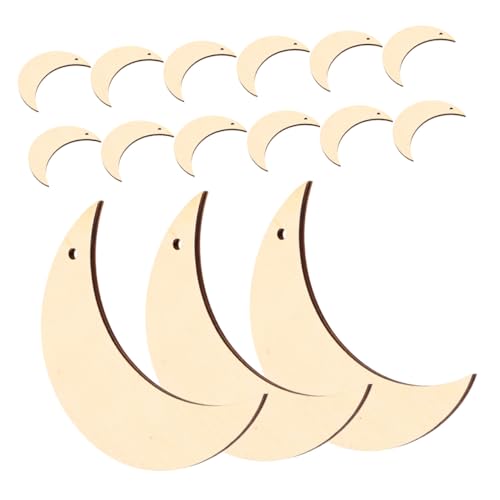 KONTONTY 15 Stück Teiliges Naturbelassene Mond Holzscheiben für DIY Basteln Malen Holzverzierungen Erwachsene Kreative Holzdekoration von KONTONTY