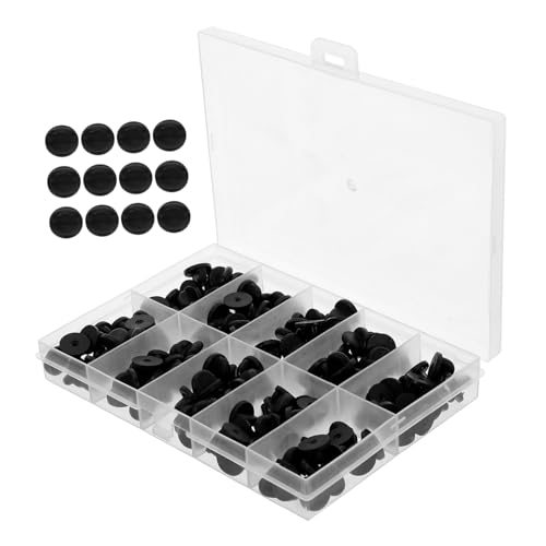 KONTONTY 150 Stück Schwarze Schwere Rubber Pin Backs mit Sicherungsverschluss Rutschfeste Broschen Abzeichen-rückseiten Zuverlässige Ersatzteile für Anstecker und Medaillen von KONTONTY