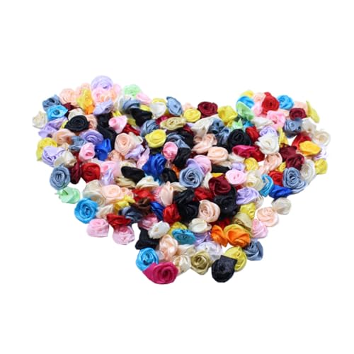 KONTONTY 150 Stück kopfschmuck zubehör selber machen DIY flower materials Ribbon rose flowers Ribbon flowers Satinband Braut- Hochzeit Band-Blumenanhänger Bastelmaterial zum Nähen Schleife von KONTONTY