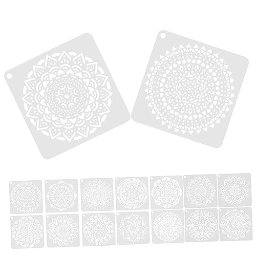 KONTONTY 16 Blatt Junior Mandala Malschablonen Schablonen Für Dekorativ Praktische Blumenschablonen Kompakte Teenager-schablonen Zarte Teenager-schablonen Diy Liefert Plastik von KONTONTY