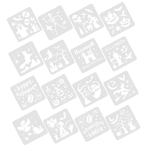 KONTONTY 16 Stück Halloween Schablonen Dekorative Kürbis Malvorlagen Pet für DIY Bastelprojekte Wiederverwendbar für Kreative Halloween Dekorationen von KONTONTY
