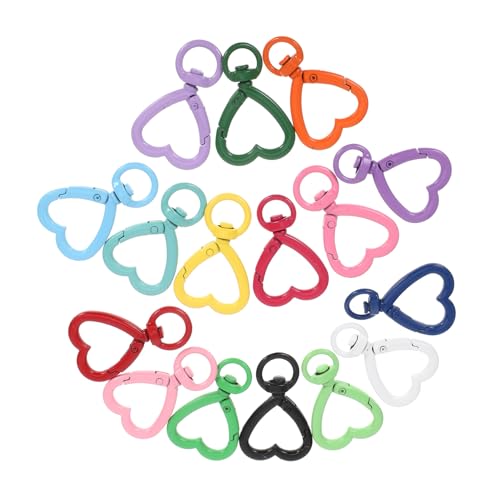 KONTONTY 16 Stück Herz Schlüsselanhänger Herz Schlüsselring Clips Schlüsselring Zubehör Süßer Schlüsselanhänger Metall Herzform Drehbare Schnallen Hardware von KONTONTY