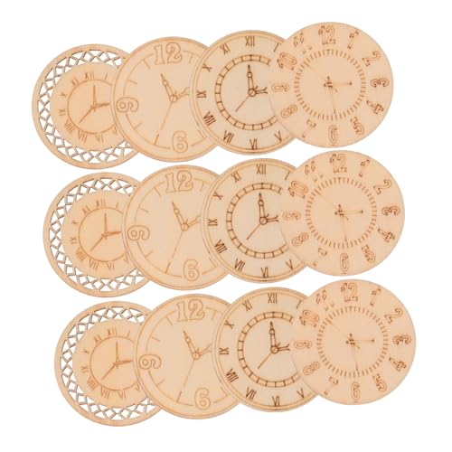 KONTONTY 16Stücke DIY Holz Anhänger für Wanduhr Dekoration Unbemalt Natürliche Holzspäne für Graffiti Bastelprojekte und Handarbeiten von KONTONTY