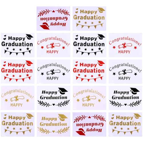 KONTONTY 18 Blatt Graduation Ballon Aufkleber Selbstklebende Deko Sticker für Abschlussfeiern Transparente Designs Diy Ballon Dekoration Festliche Schaffen von KONTONTY