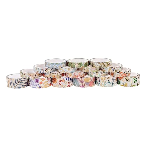 KONTONTY 18 Rollen Washi-Tape farbig Abziehbilder zum Basteln Scrapbook-DIY-Klebebänder DIY -Sammelalbummaterialien Blumenband Dekoratives Washi Tape Klebeband dekorativ Flüsterpapier von KONTONTY