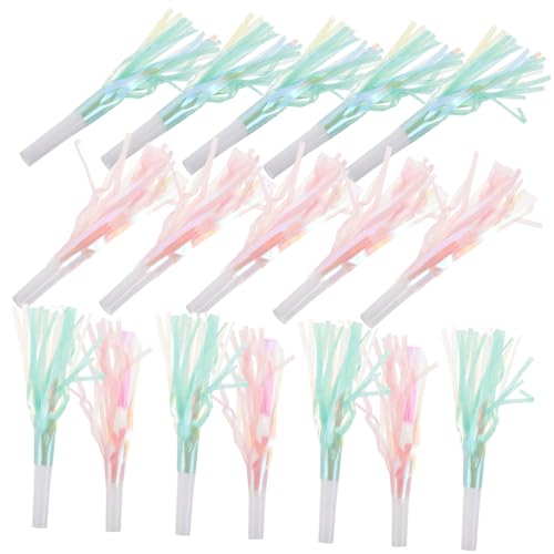 KONTONTY 18 Stück Teiliges Party Horn aus Kunststoff mit Bunten Metallic-fransen und Quasten Geräuschvolle Geburtstags Sport-feierlaermacher Sichere Kompakte Party Blowouts für Erwachsene von KONTONTY
