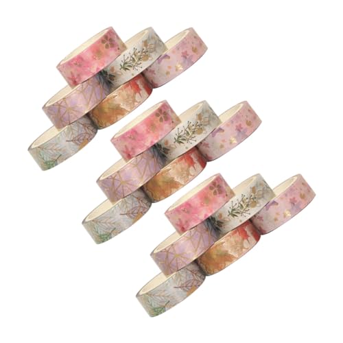 KONTONTY 18 Stück Teiliges Washi Tape Goldfolie Japanisches Papier Klebeband mit Ahornblättern und Sternen Dekoratives Masking Tape für Scrapbooking DIY Basteln Journale Karten und von KONTONTY