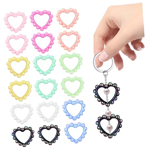 KONTONTY 18Stücke Teiliges Herz Acrylrahmen für DIY Schmuckgestaltung Leichte und Strapazierfähige Herzperlen zum Basteln von Ornamenten Schlüsselanhängern und Mehr von KONTONTY
